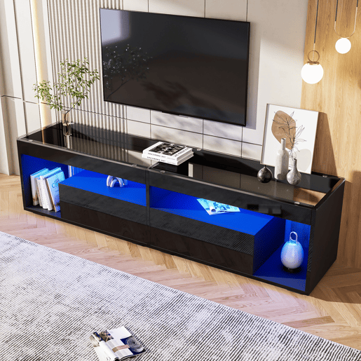 Móvel para TV LED 70 - Com 2 gavetas, consola para sala e quarto - Preto Móvel para TV LED 70 - Com 2 gavetas, consola para sala e quarto - Preto