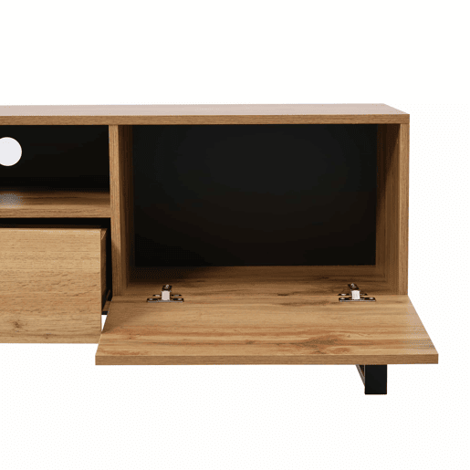 Armário TV 190cm - 2 portas + 2 gavetas + 2 compartimentos - estilo industrial - Natural