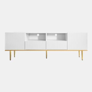 Móvel moderno para televisão - com 2 portas e 2 gavetas - pés metálicos - Branco