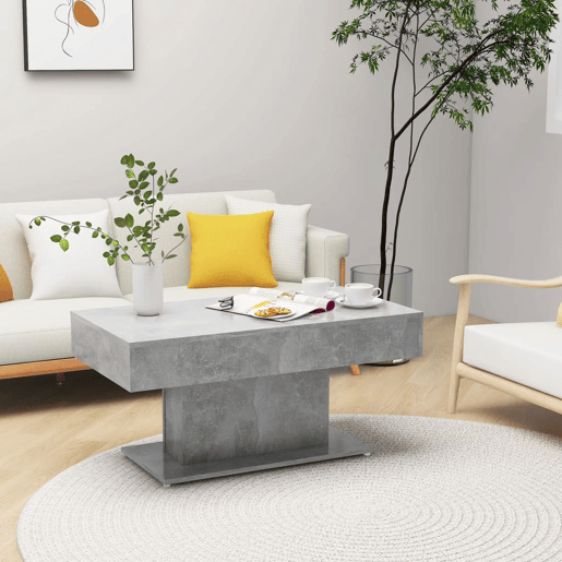 Mesa de Centro, Mesa baixa, 96x50x45 cm derivados madeira cinzento cimento