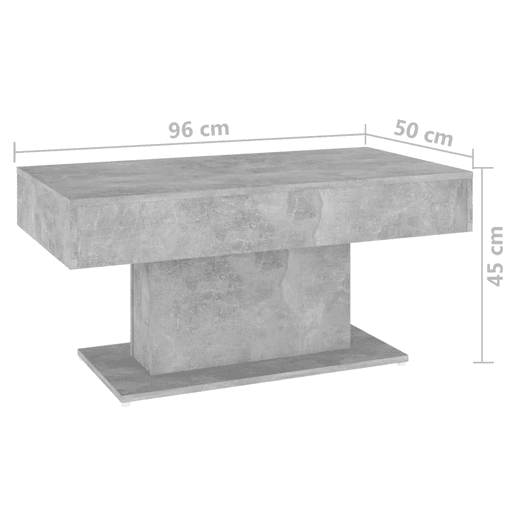 Mesa de Centro, Mesa baixa, 96x50x45 cm derivados madeira cinzento cimento