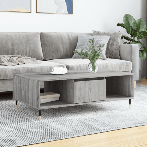 Mesa de Centro, Mesa baixa, 104x60x35 cm derivados madeira cinzento sonoma