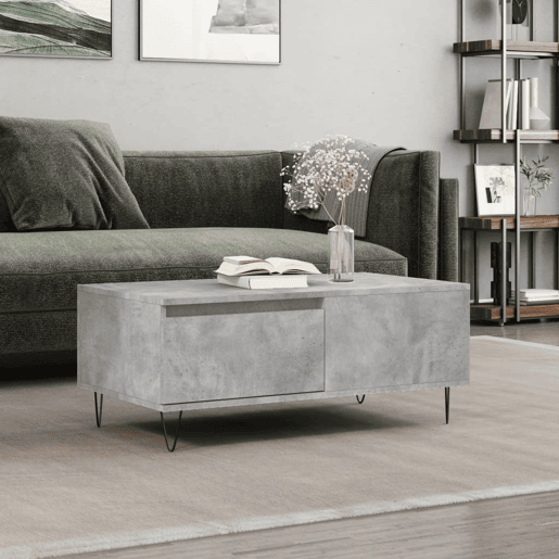 Mesa de Centro, Mesa baixa, 90x50x36,5 cm derivados madeira cinzento cimento