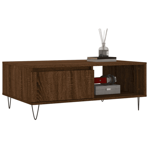 Mesa de Centro, Mesa baixa, 90x60x35 cm derivados madeira carvalho castanho