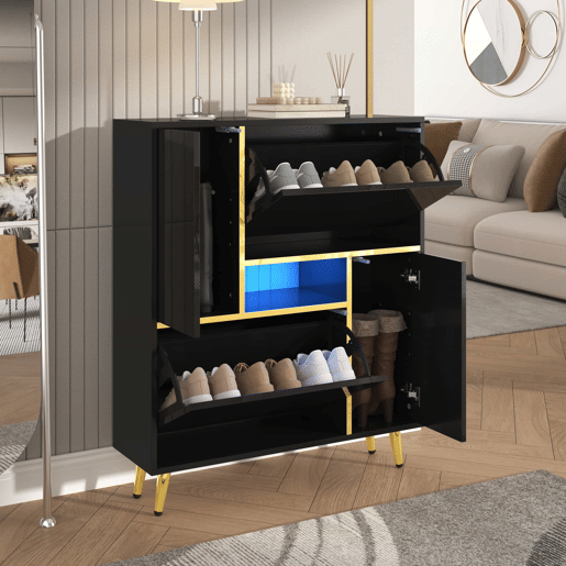 Sapateira LED moderna - aspeto brilhante - Preto