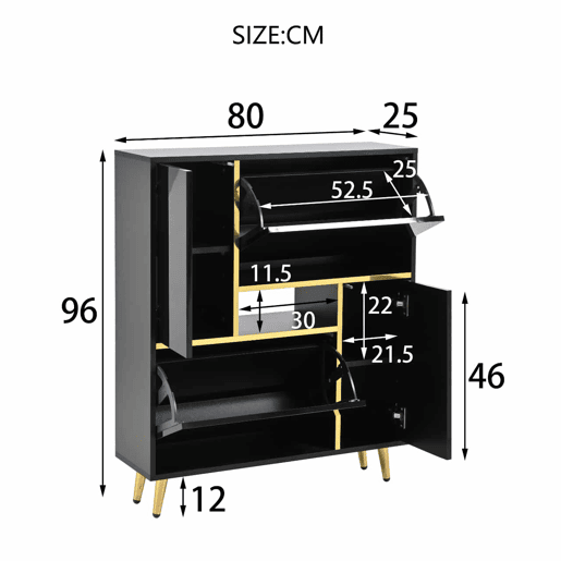 Sapateira LED moderna - aspeto brilhante - Preto