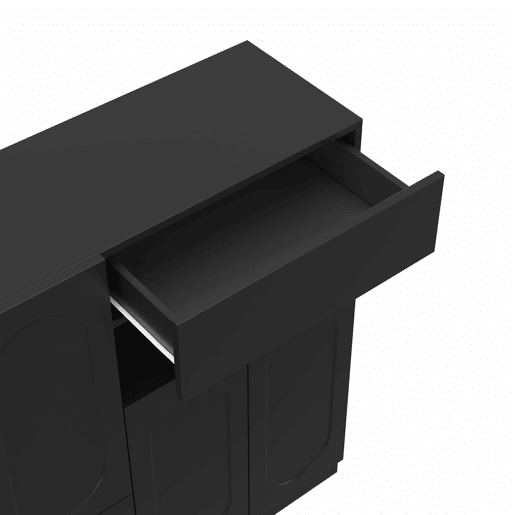 Sapateira 130x35x110 cm - 2 em 1, portas curvas, com sistema Soft-Close, prateleiras ajustáveis e banco acolchoado - Preto