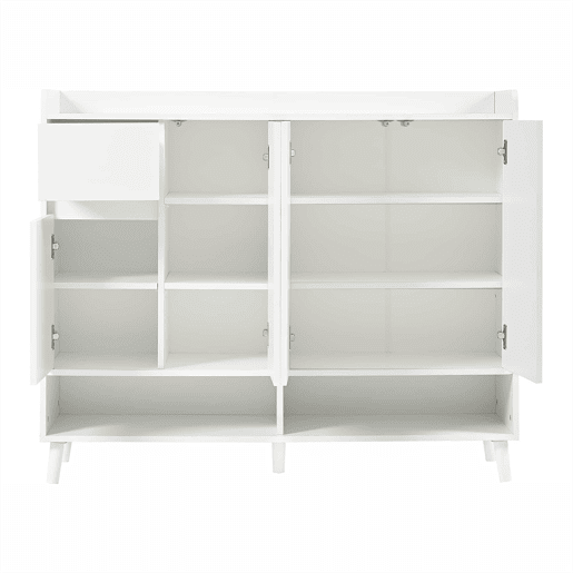 Móvel consola moderno 120x99x35 cm - Grande capacidade de arrumação, 4 portas, 1 gaveta - Branco