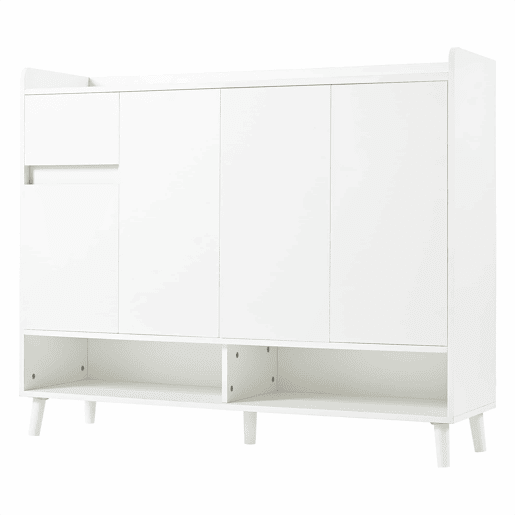 Móvel consola moderno 120x99x35 cm - Grande capacidade de arrumação, 4 portas, 1 gaveta - Branco