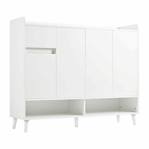 Móvel consola moderno 120x99x35 cm - Grande capacidade de arrumação, 4 portas, 1 gaveta - Branco