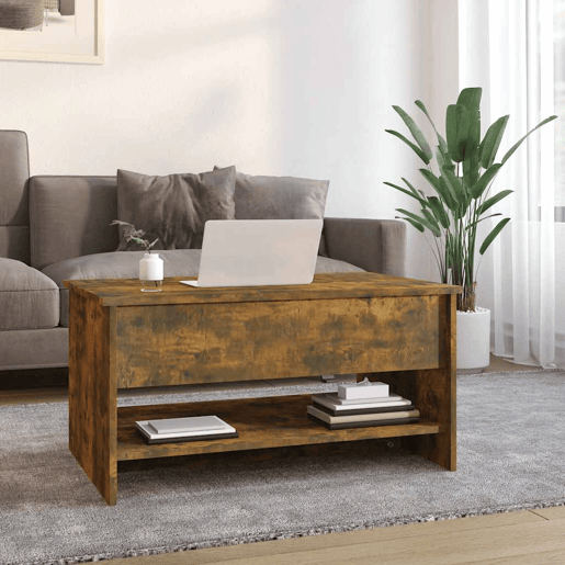 Mesa de Centro, Mesa baixa, 80x50x40 cm derivados de madeira carvalho fumado