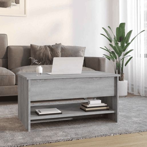 Mesa de Centro, Mesa baixa, 80x50x40 cm derivados de madeira cinzento sonoma
