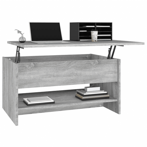 Mesa de Centro, Mesa baixa, 80x50x40 cm derivados de madeira cinzento sonoma