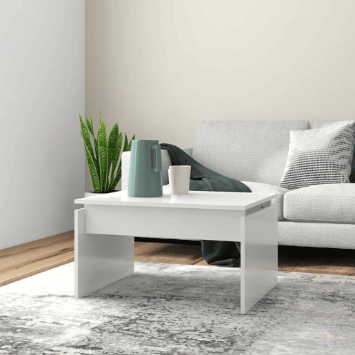 Mesa de Centro, Mesa baixa, 68x50x38 cm derivados de madeira branco