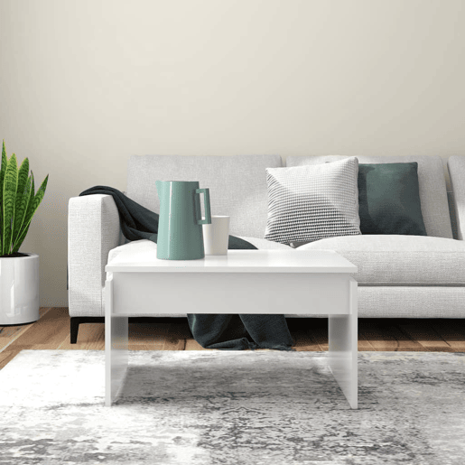 Mesa de Centro, Mesa baixa, 68x50x38 cm derivados de madeira branco