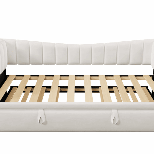 Sofá-cama 90x200 cm - Com cama extraível, cama individual, cama de casal (sem colchão), estilo minimalista, veludo - Branco