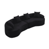 Sofá modular curvo de 4 lugares - chenille moderna, compacto, confortável, pronto a usar - preto