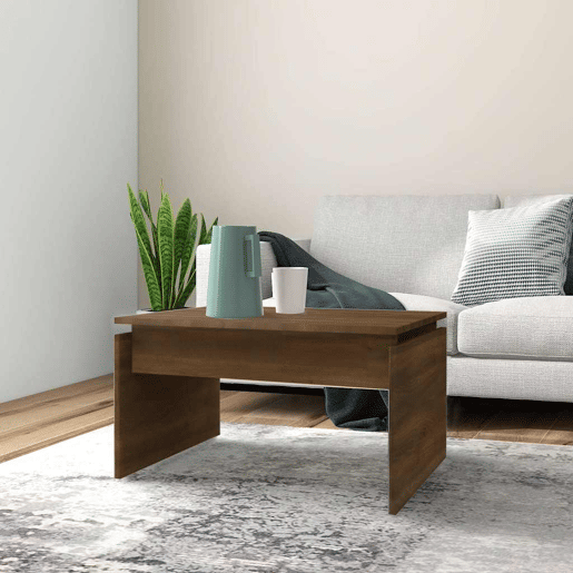 Mesa de Centro, Mesa baixa, 68x50x38 cm derivados de madeira carvalho castanho
