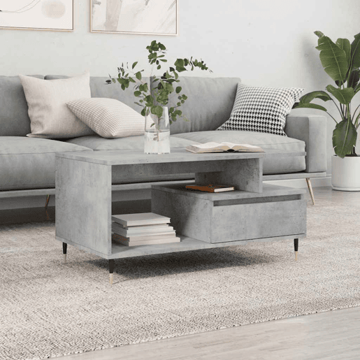 Mesa de Centro, Mesa baixa, 90x49x45 derivados de madeira cinzento cimento