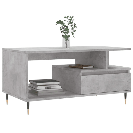 Mesa de Centro, Mesa baixa, 90x49x45 derivados de madeira cinzento cimento