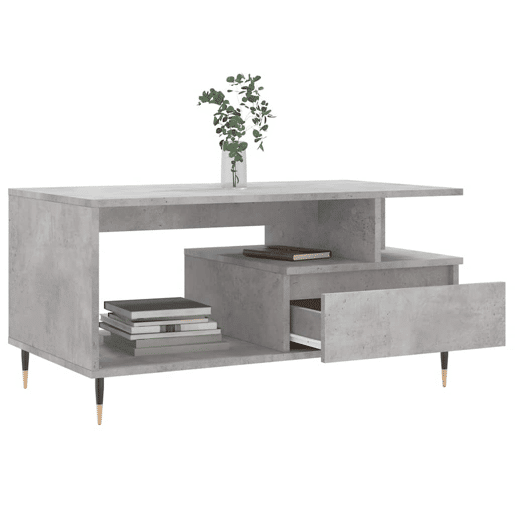 Mesa de Centro, Mesa baixa, 90x49x45 derivados de madeira cinzento cimento