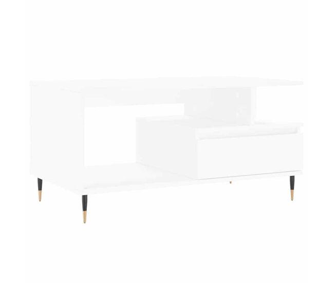 Mesa de café - mesa de centro madera contrachapada blanca 90x49x45 cm