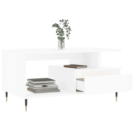 Mesa de Centro, Mesa baixa, 90x49x45 cm derivados de madeira branco