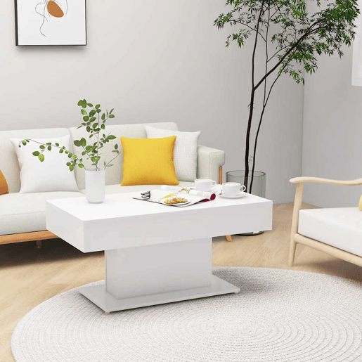 Mesa de Centro, Mesa baixa, 96x50x45 cm derivados de madeira branco