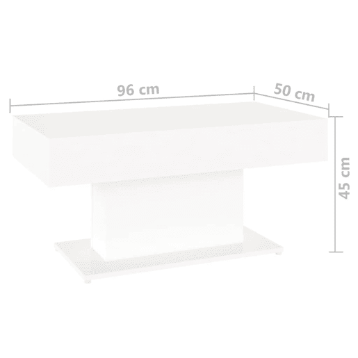 Mesa de Centro, Mesa baixa, 96x50x45 cm derivados de madeira branco