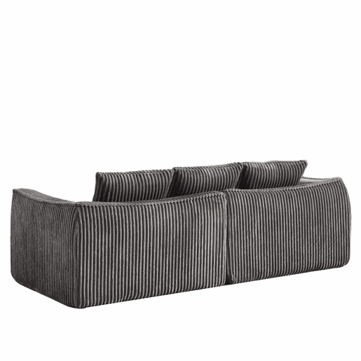 Sofá minimalista de 6 lugares - linhas elegantes, encosto ligeiramente inclinado, 5 almofadas - Cinza Sofá minimalista de 6 lugares - linhas elegantes, encosto ligeiramente inclinado, 5 almofadas - Cinza