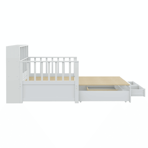 Sofá-cama extensível 90180x190 cm - com arrumação e tomada no braço, 2 gavetas e estrado - Branco
