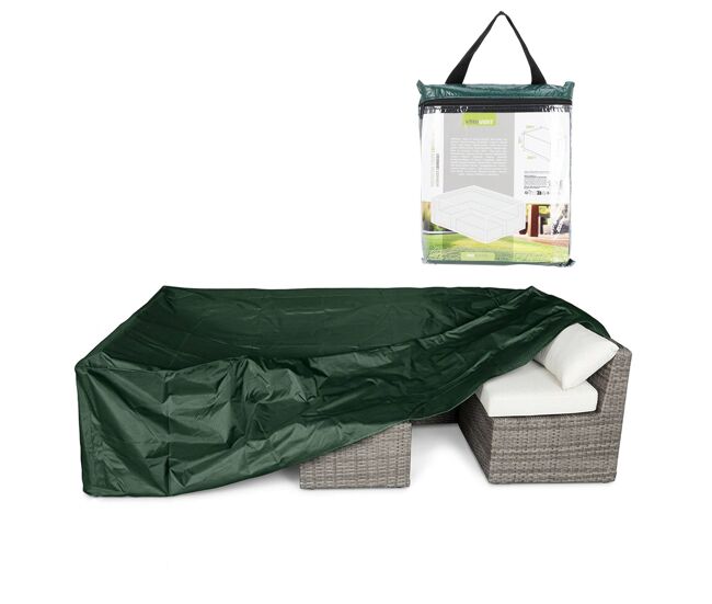 Well home funda para loungeset 300x200x80cm color verde oscuro, 100gsm, con cremallera