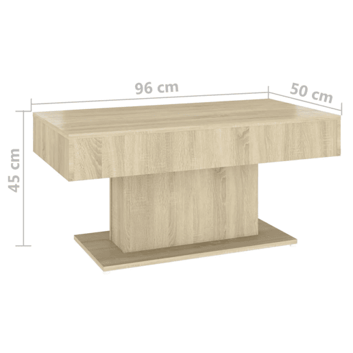 Mesa de Centro, Mesa baixa, 96x50x45 cm derivados de madeira carvalho sonoma