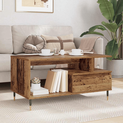 Mesa de Centro, Mesa baixa, com gaveta Madeira antiga 90 x 49 x 45 cm