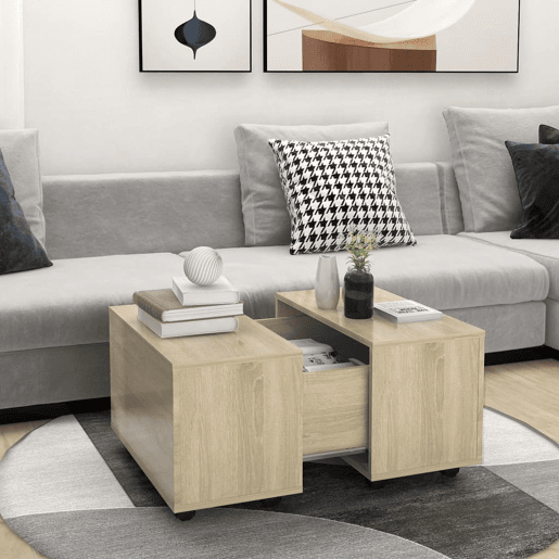 Mesa de Centro, Mesa baixa, 60x60x38 cm derivados de madeira carvalho sonoma