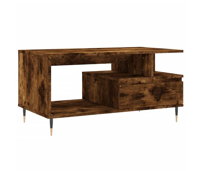 Mesa de café - mesa de centro madera contrachapada roble ahumado 90x49x45 cm