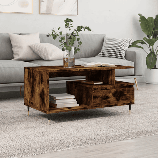 Mesa de Centro, Mesa baixa, 90x49x45 cm derivados madeira carvalho fumado