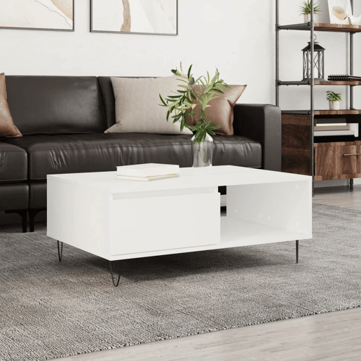 Mesa de Centro, Mesa baixa, 90x60x35 cm derivados de madeira branco