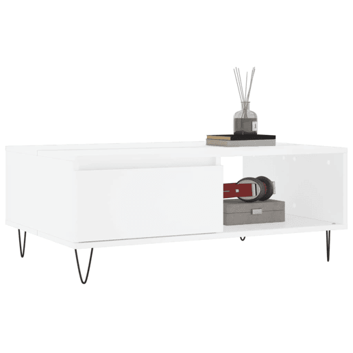 Mesa de Centro, Mesa baixa, 90x60x35 cm derivados de madeira branco