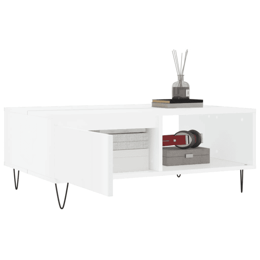 Mesa de Centro, Mesa baixa, 90x60x35 cm derivados de madeira branco