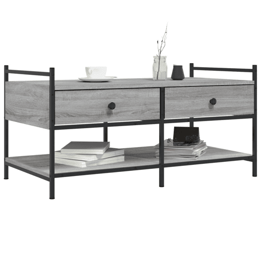 Mesa de Centro, Mesa baixa, 99x50x50 cm derivados de madeira cinzento sonoma