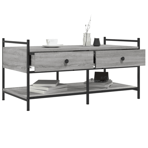 Mesa de Centro, Mesa baixa, 99x50x50 cm derivados de madeira cinzento sonoma