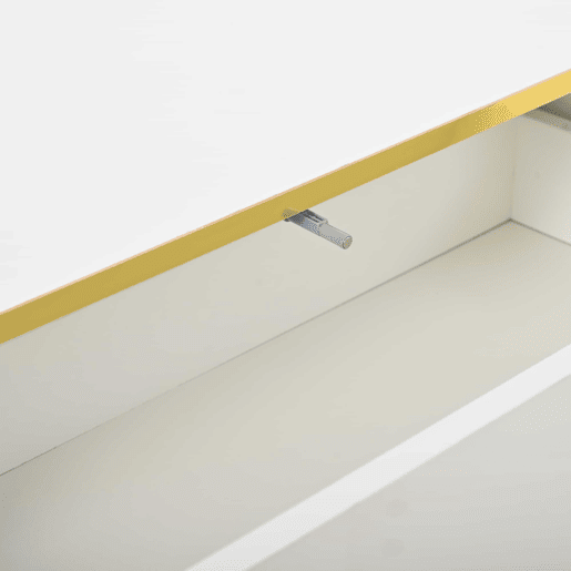 Móvel de TV 200x40x40 cm - Lowboard com 3 gavetas - Branco quente com borda dourada