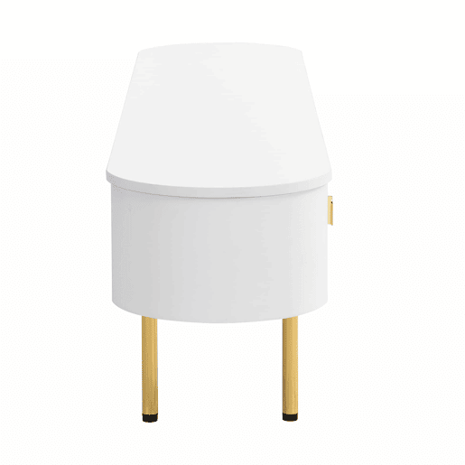 Móvel TV moderno - 3 gavetas com pegas e pernas douradas - Branco Móvel TV moderno - 3 gavetas com pegas e pernas douradas - Branco
