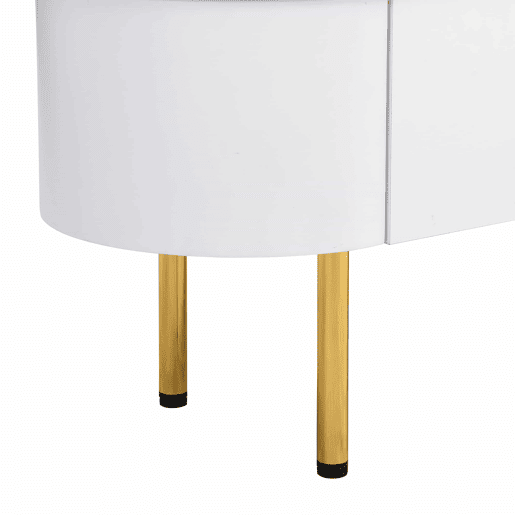 Móvel TV moderno - 3 gavetas com pegas e pernas douradas - Branco Móvel TV moderno - 3 gavetas com pegas e pernas douradas - Branco