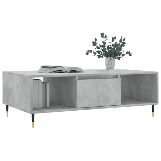 Mesa de Centro, Mesa baixa, 104x60x35 cm derivados madeira cinzento cimento