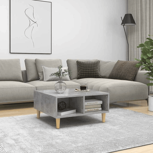 Mesa de Centro, Mesa baixa, 60x60x30 cm derivados de madeira cinza cimento