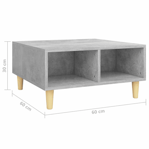 Mesa de Centro, Mesa baixa, 60x60x30 cm derivados de madeira cinza cimento