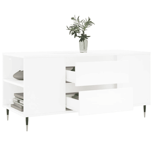 Mesa de Centro, Mesa baixa, 102x44,5x50 cm derivados de madeira branco