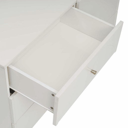 Cómoda com 6 gavetas - pés dourados - em aglomerado de madeira - Branco Cómoda com 6 gavetas - pés dourados - em aglomerado de madeira - Branco